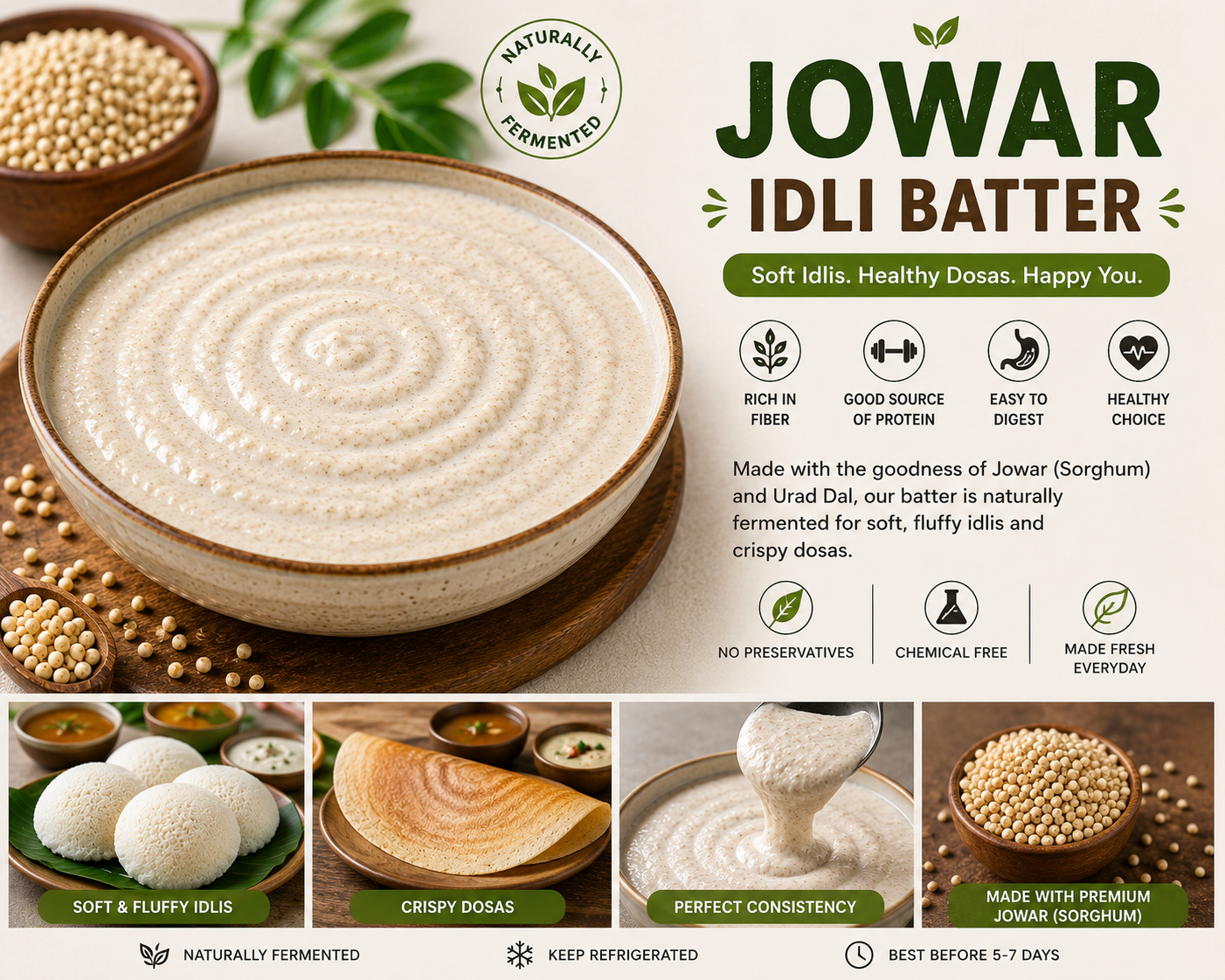 Jowar Millet Idli Batter Organic (Delivering Bhimavaram Only)